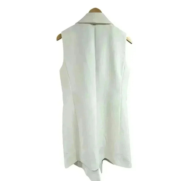 Donna Karan Modern Ivory Long Double Breasted Poly Vest Hook Closure Size 4 NWT - Picture 10 of 15